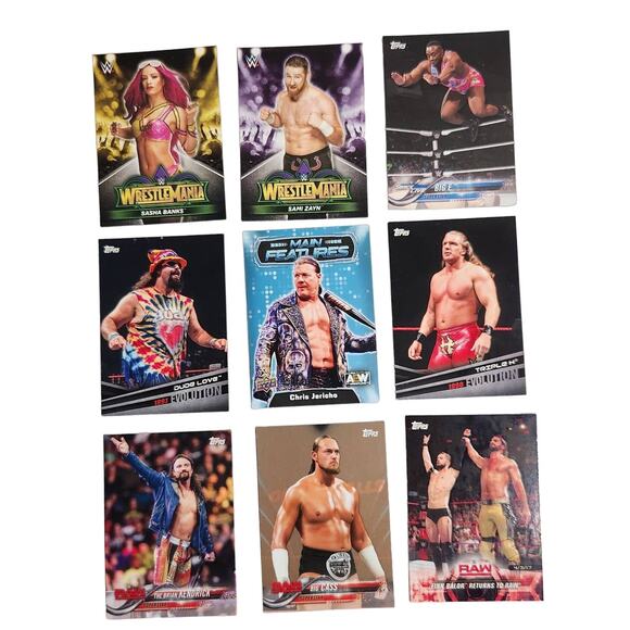 Wrestling WWE AEW Trading Cards Lot of 9 Topps Evolution Raw WrestleMania - Picture 1 of 2